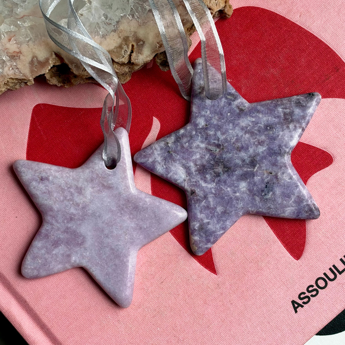 Lepidolite Christmas Star Hanging Decoration
