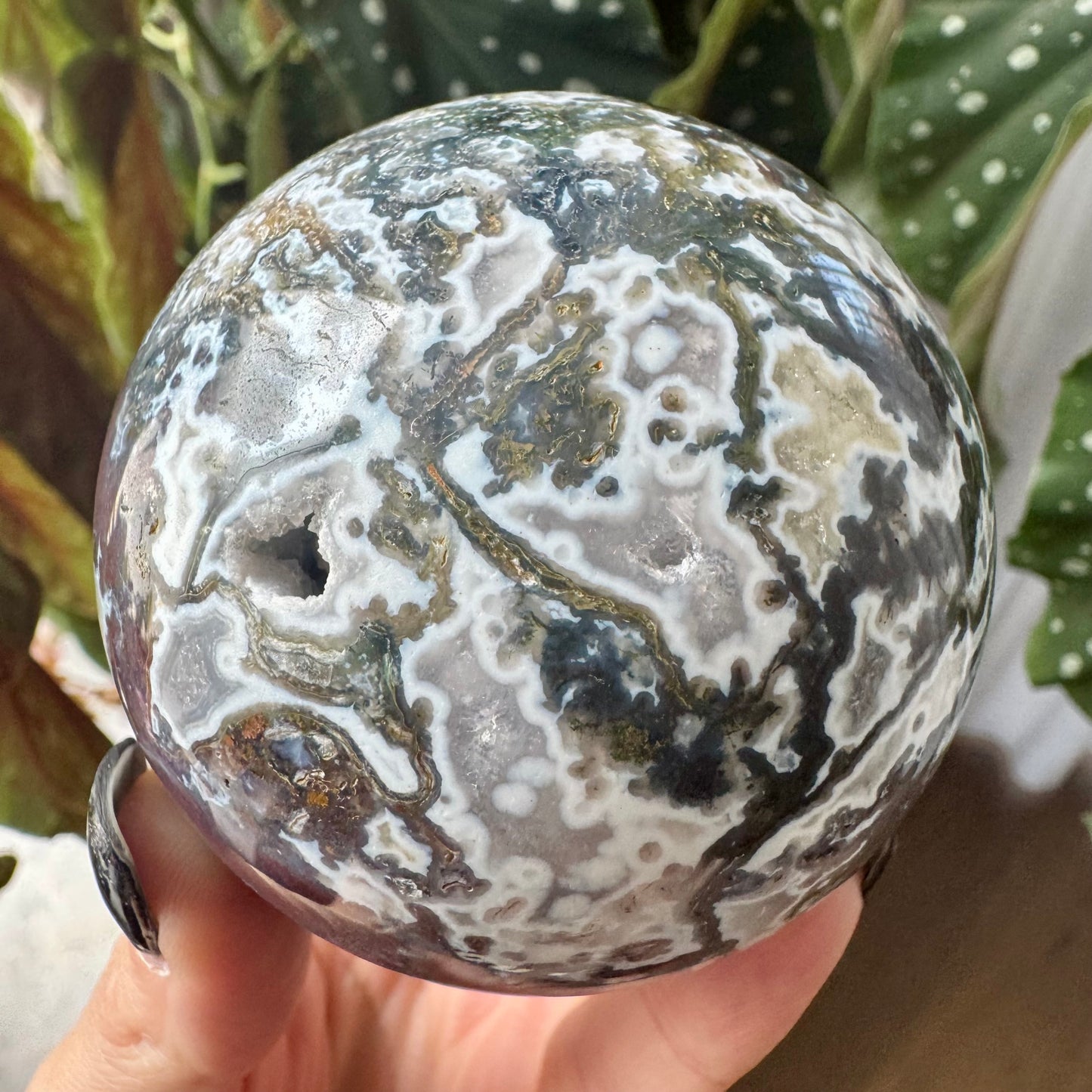 Druzy Purple Moss Agate Sphere No 8