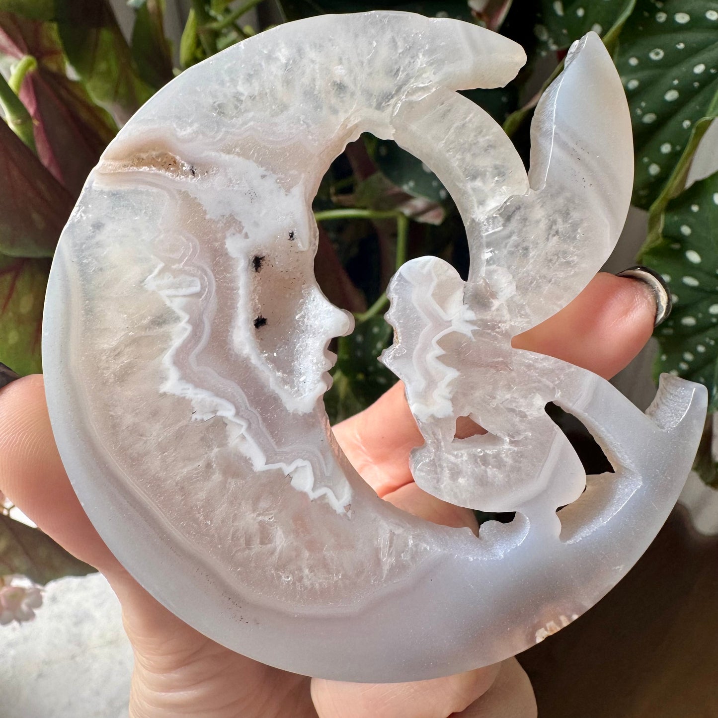 Druzy Agate Moon with Fairy No 145