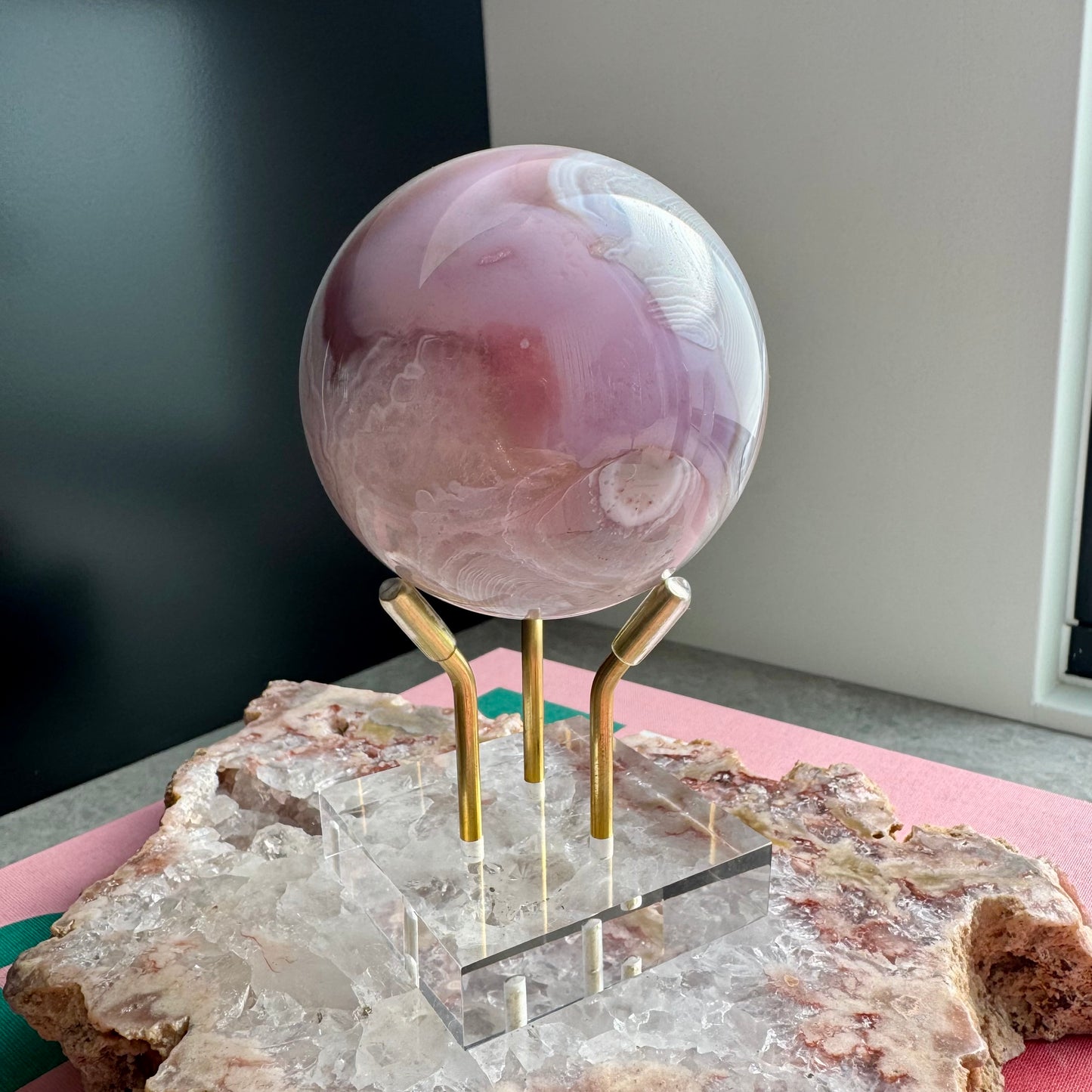 Pink Jelly Agate Sphere No 4