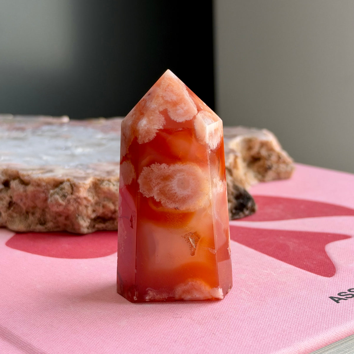 Carnelian with Flower Agate Tower No 91