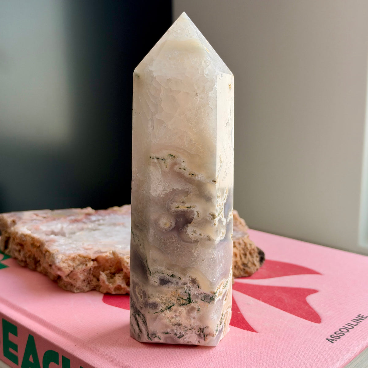 Druzy Moss Agate Tower No 355