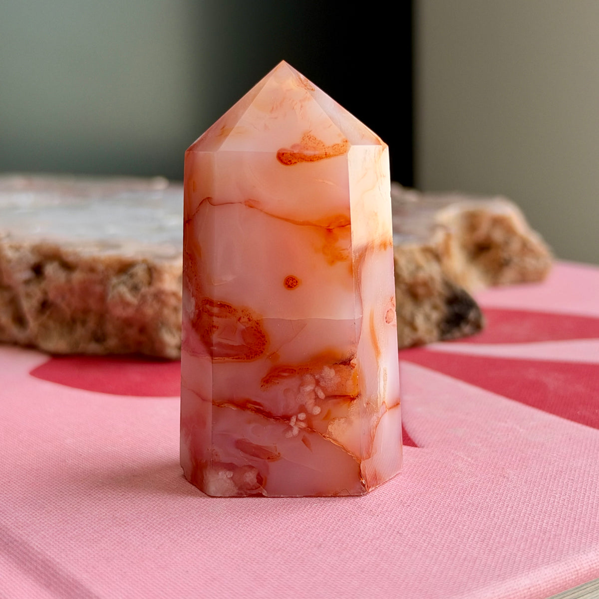 Carnelian with Flower Agate Tower No 90