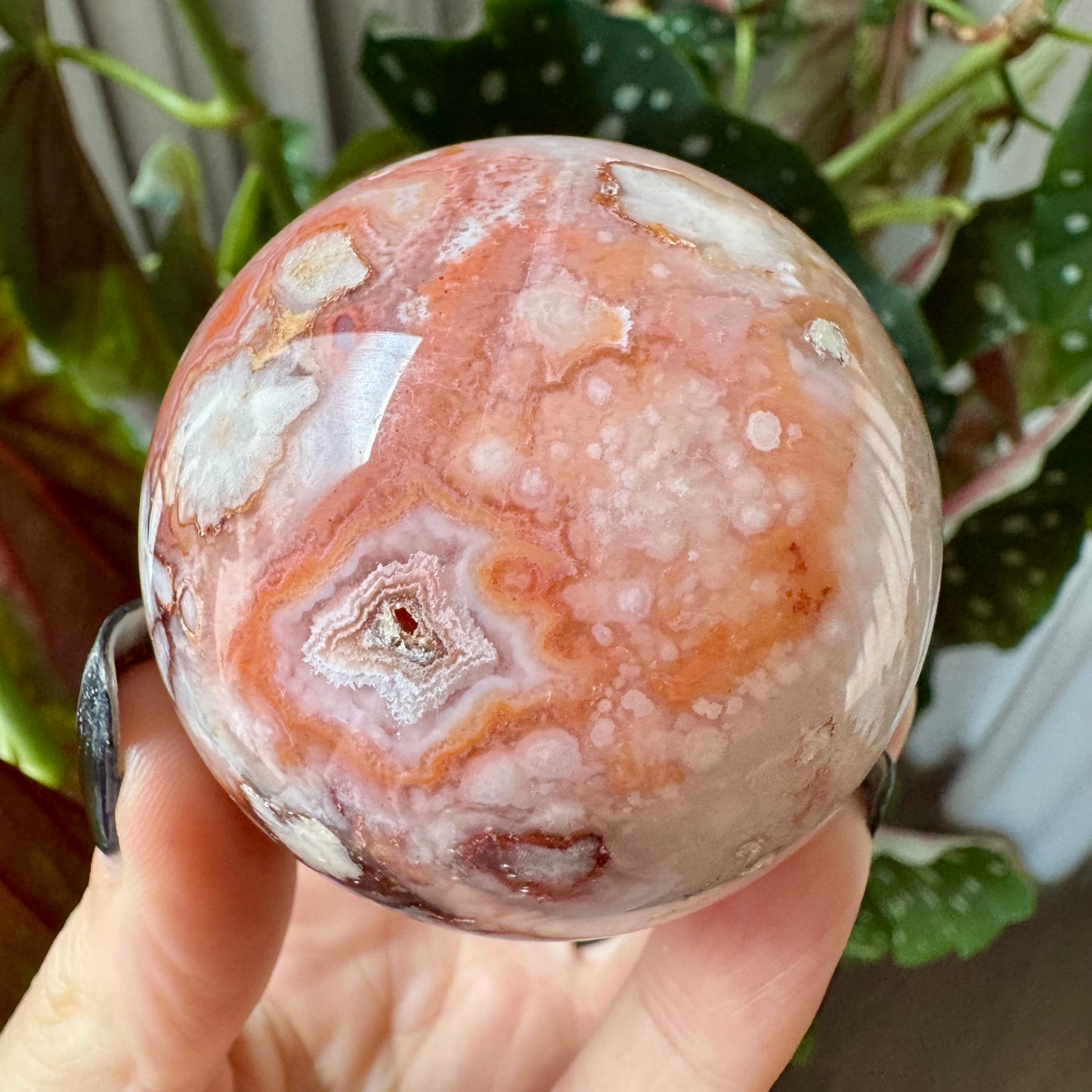 Carnelian with Flower Agate Sphere No 85