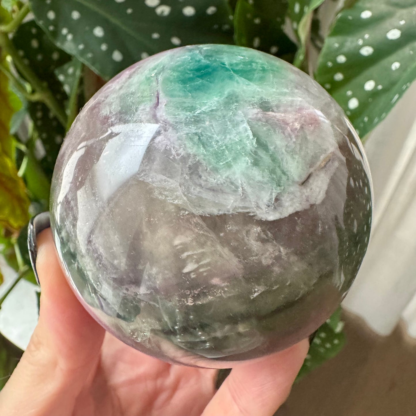 Plum Blossom Fluorite Sphere No 277