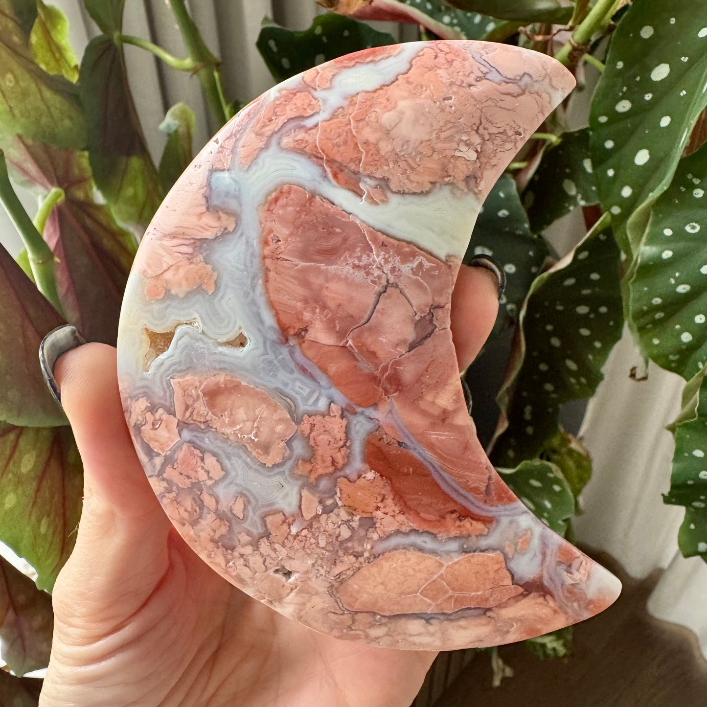 Druzy Pink Agate Moon No 162