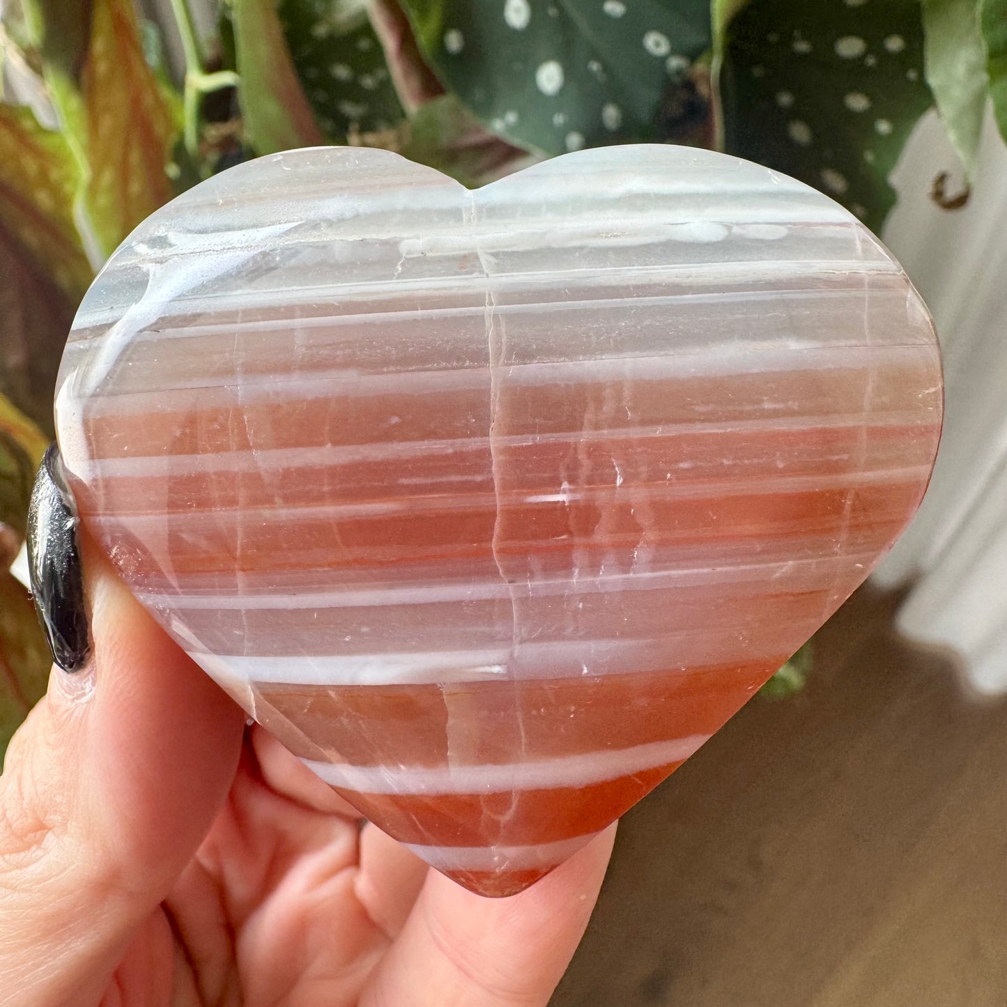Pink Agate Banded Heart No 50