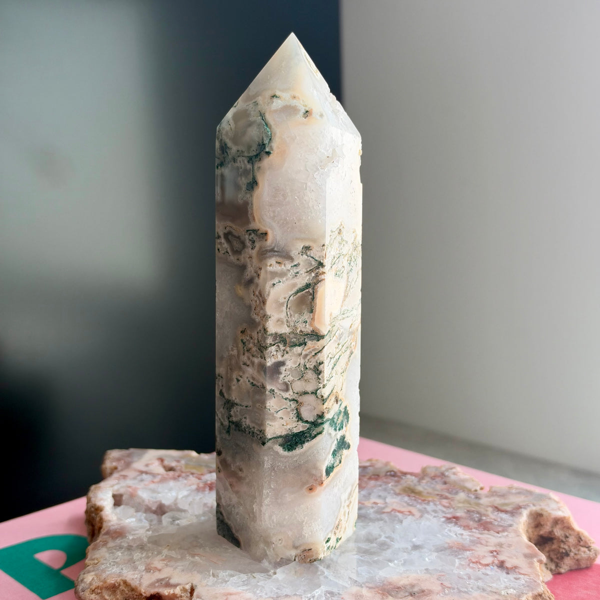 Druzy Moss Agate Tower No 354