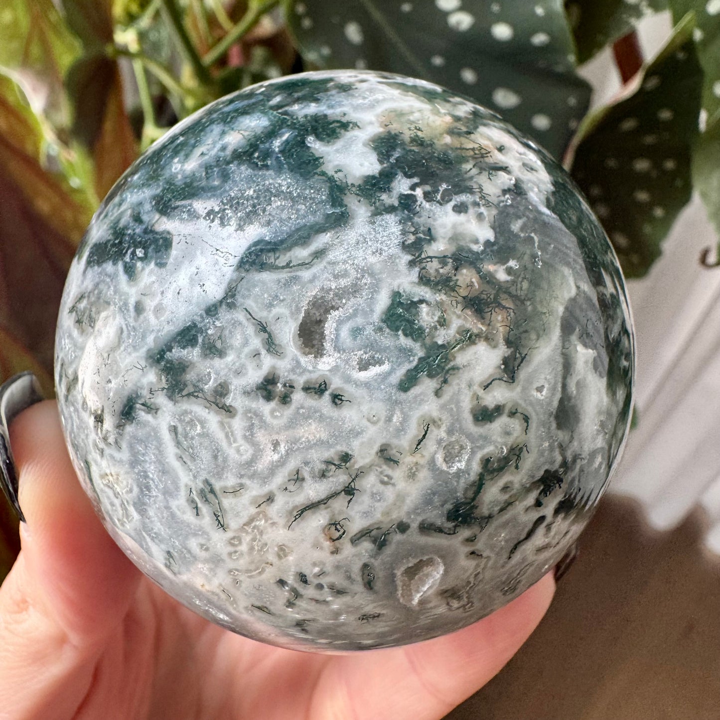 Druzy Moss Agate Sphere No 263