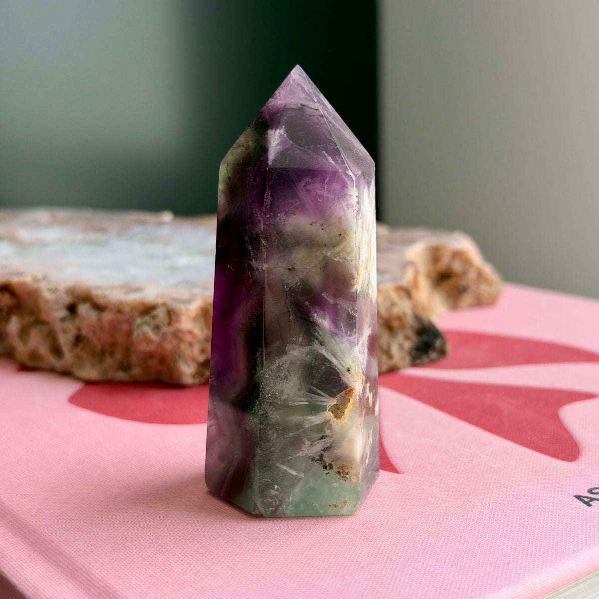 Snowflake Rainbow Fluorite Tower No 322