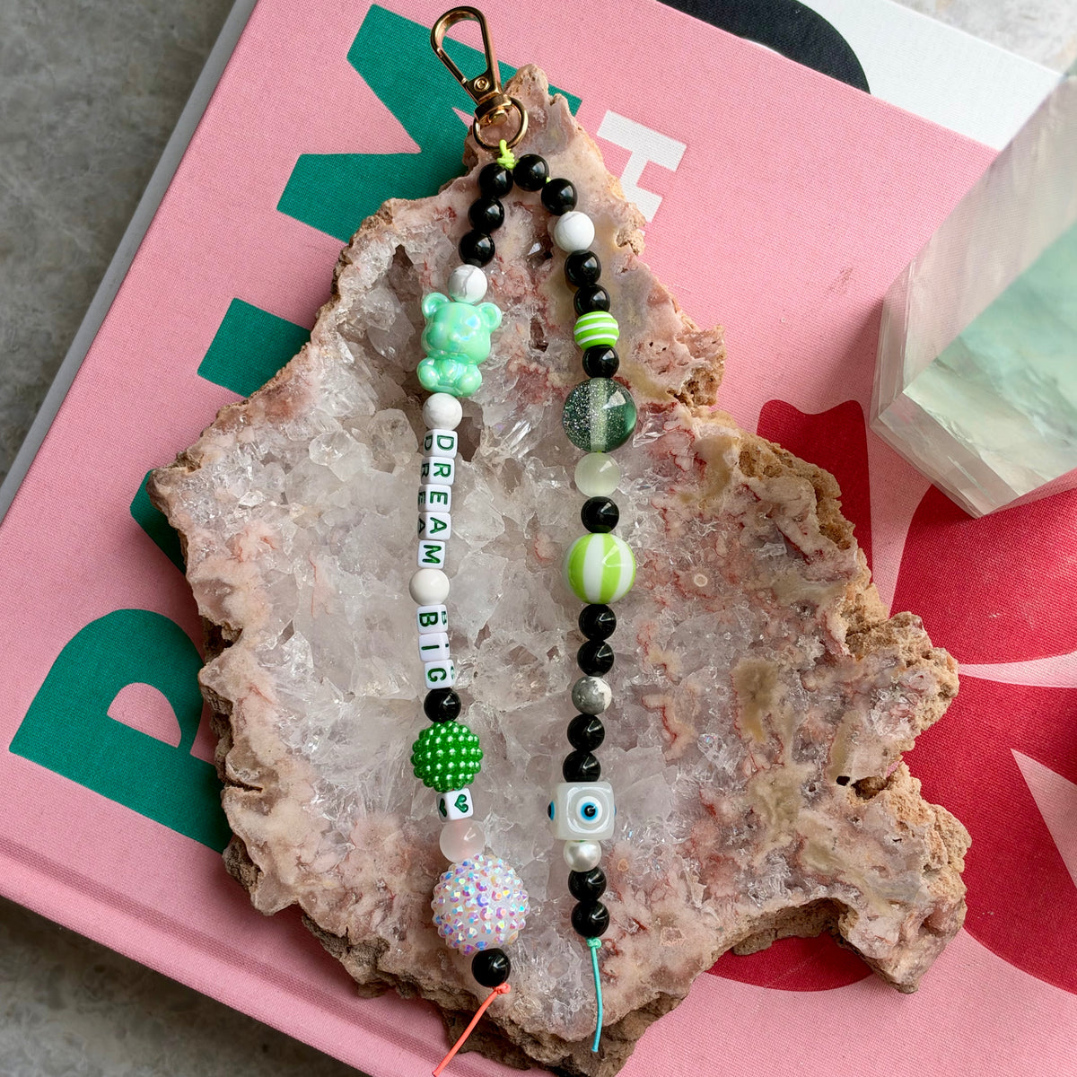 Green with Envy Black Obsidian & Howlite Bag Charm