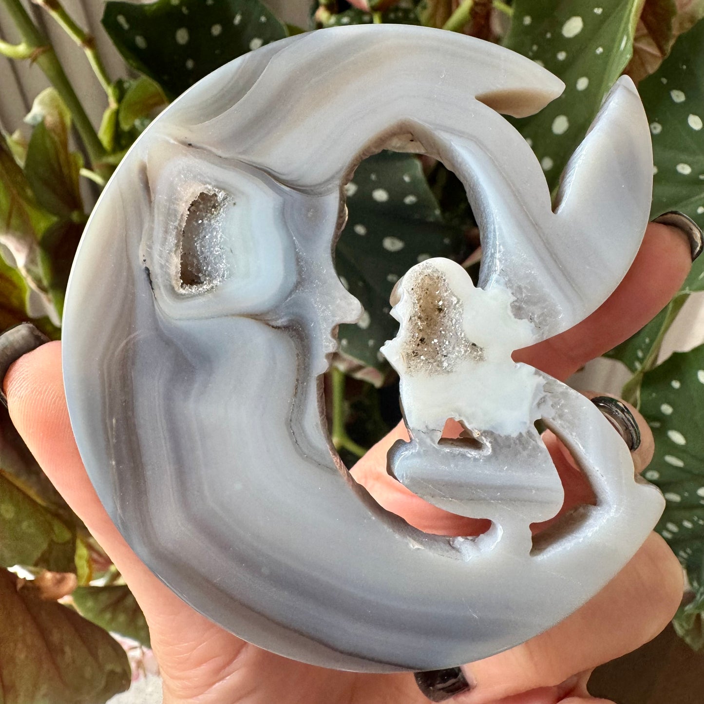 Druzy Agate Moon with Fairy No 143