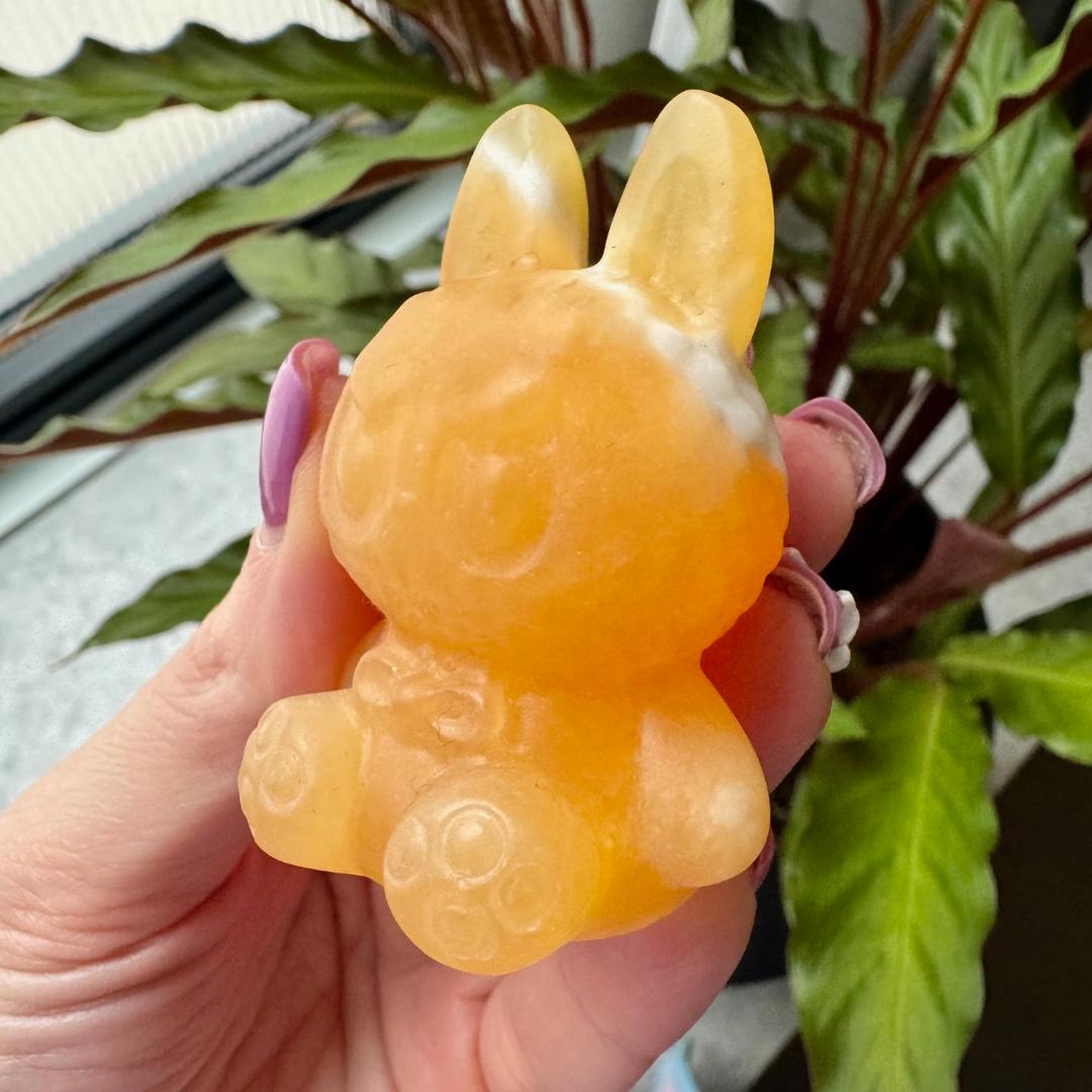 Orange Calcite SItting Labubu