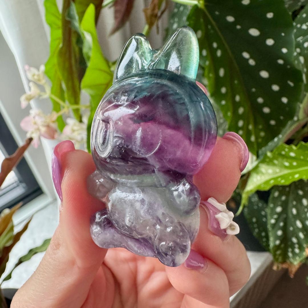 Rainbow Fluorite Sitting Labubu No1