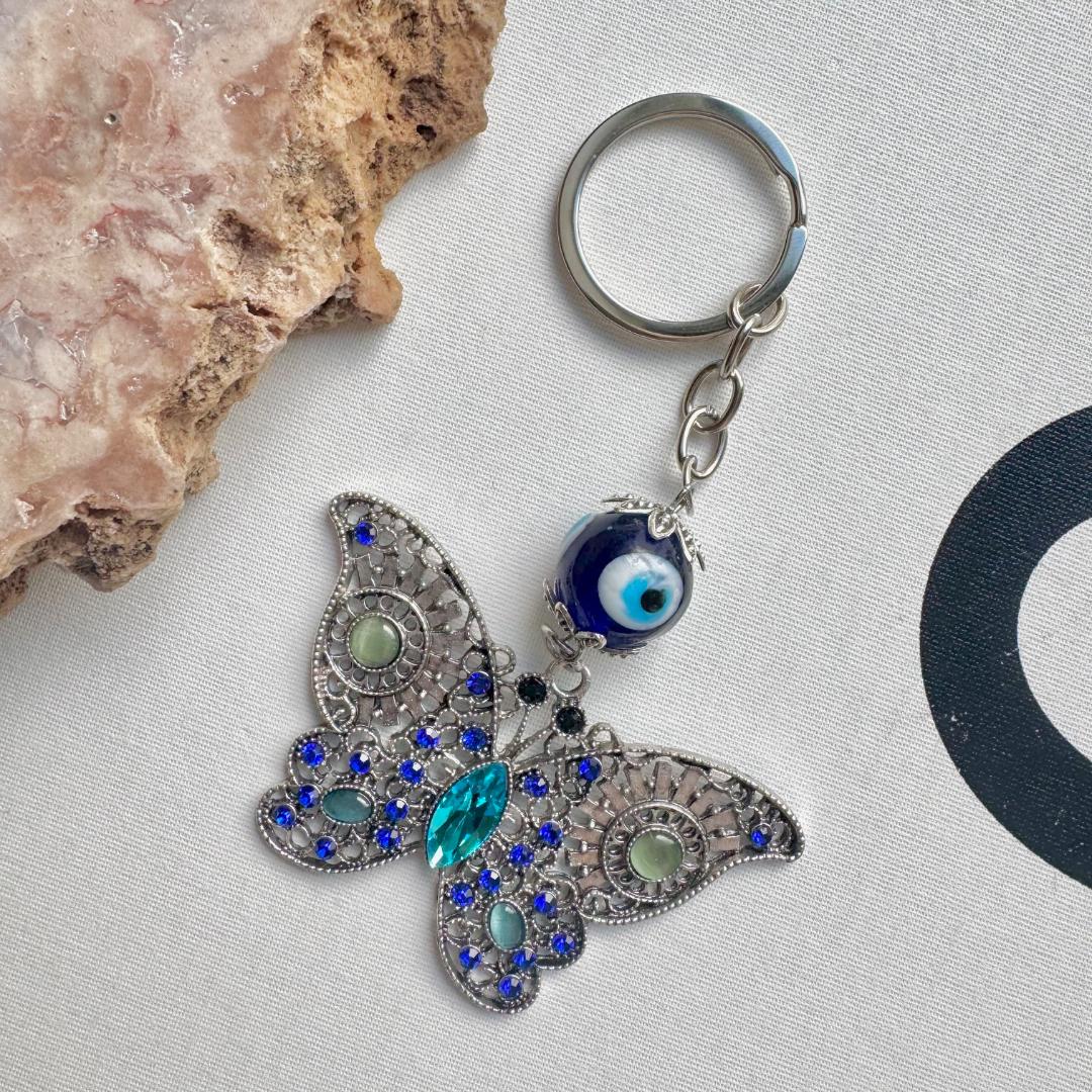 Butterfly with Evil Eye Key Charm