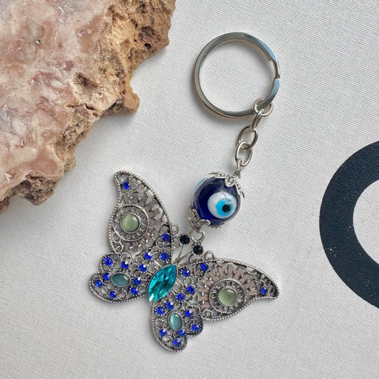 Butterfly with Evil Eye Key Charm