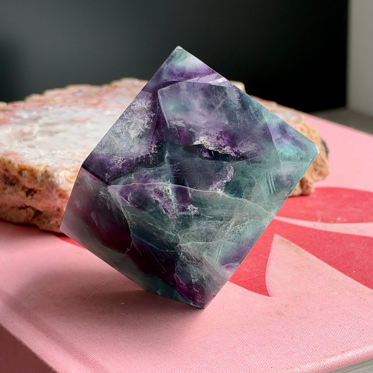 Rainbow Fluorite Cube No 272