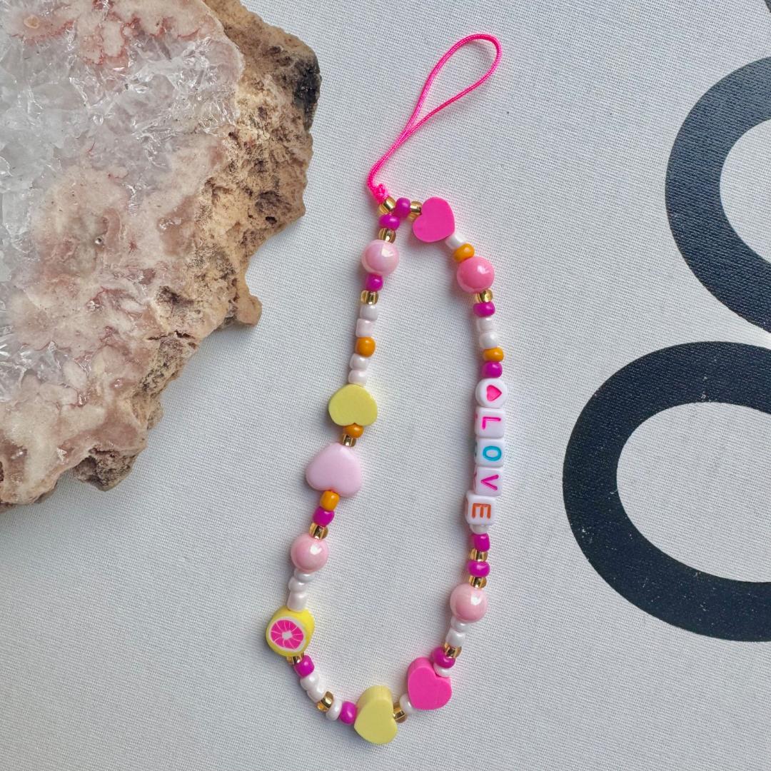 Pink Love Phone Charm Strap