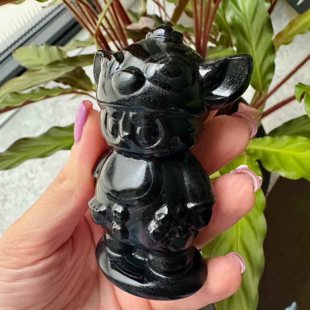 Obsidian Labubu with Stitch Hat
