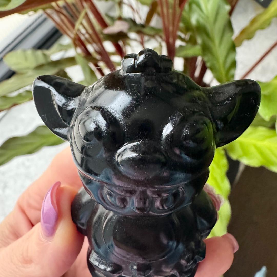Obsidian Labubu with Stitch Hat