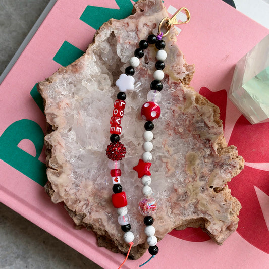 Lady Bug Black Obsidian & Howlite Bag Charm