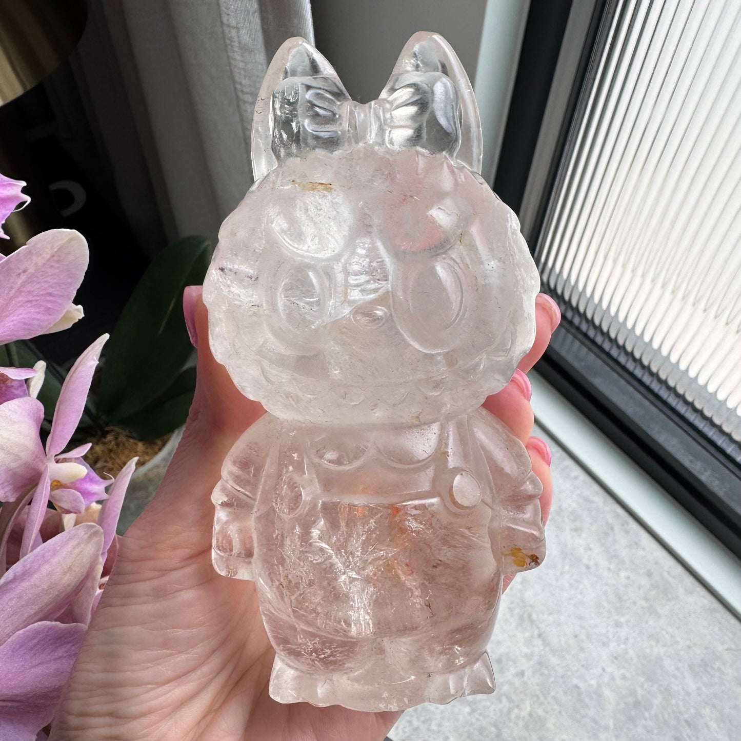 Clear Quartz Labubu with Golden Healer Inclusion