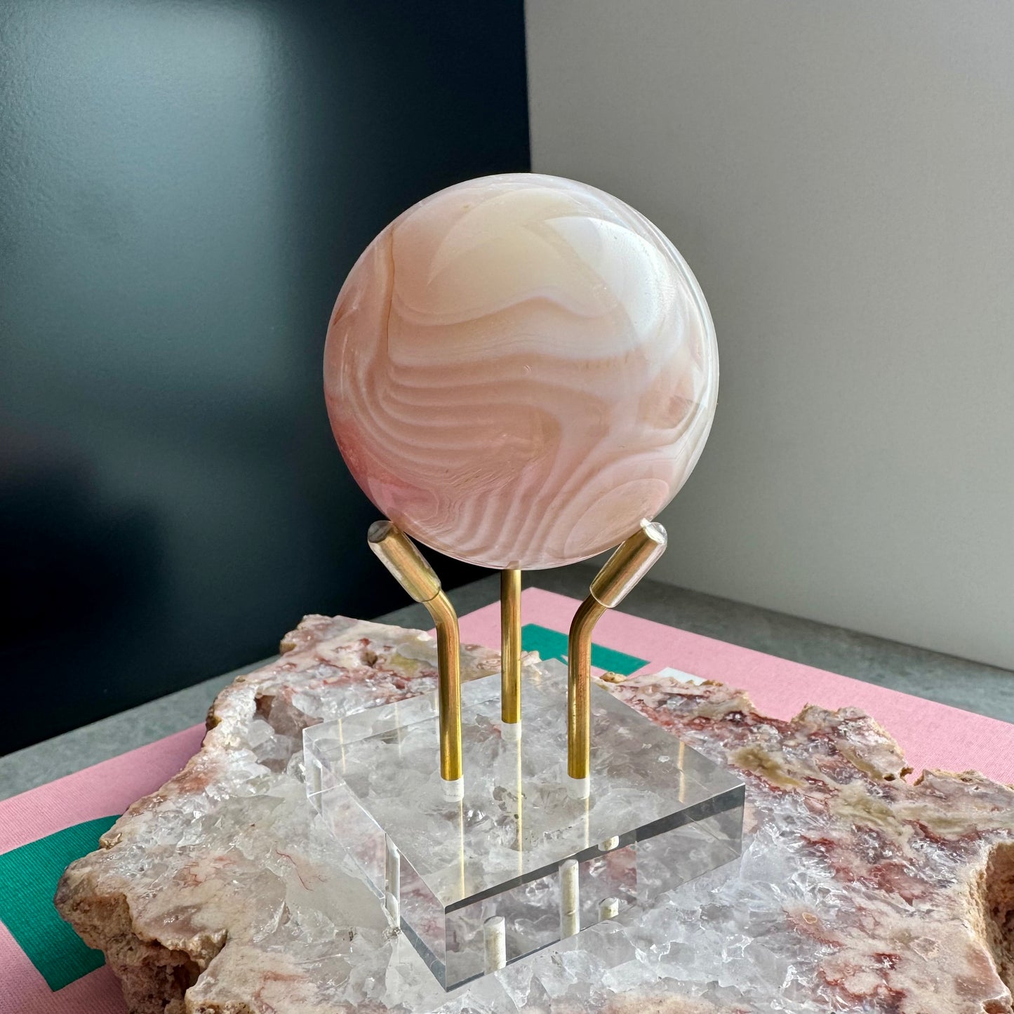 Pink Jelly Agate Sphere No 1