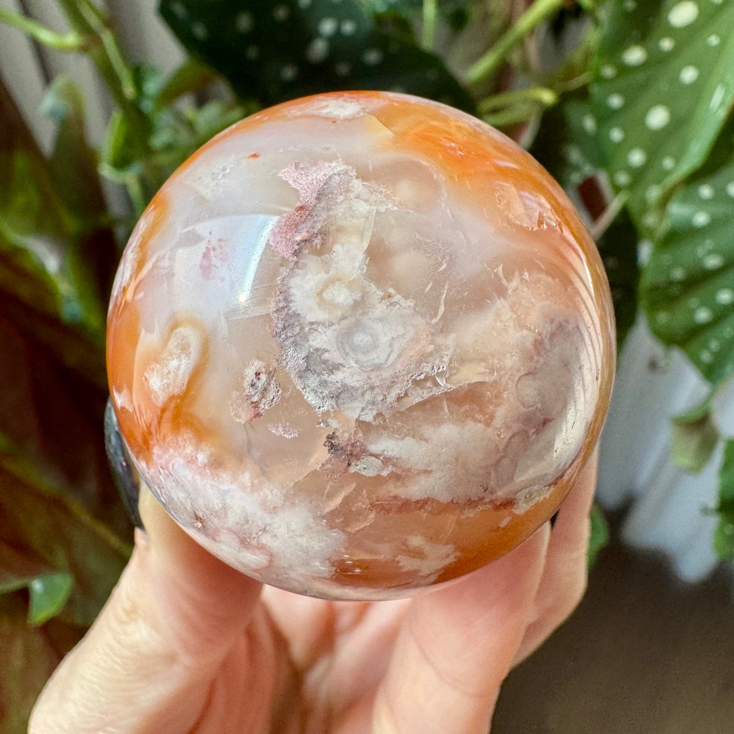 Carnelian with Flower Agate Sphere No 79