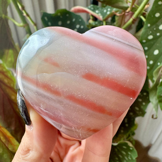 Pink Agate Banded Heart No 49