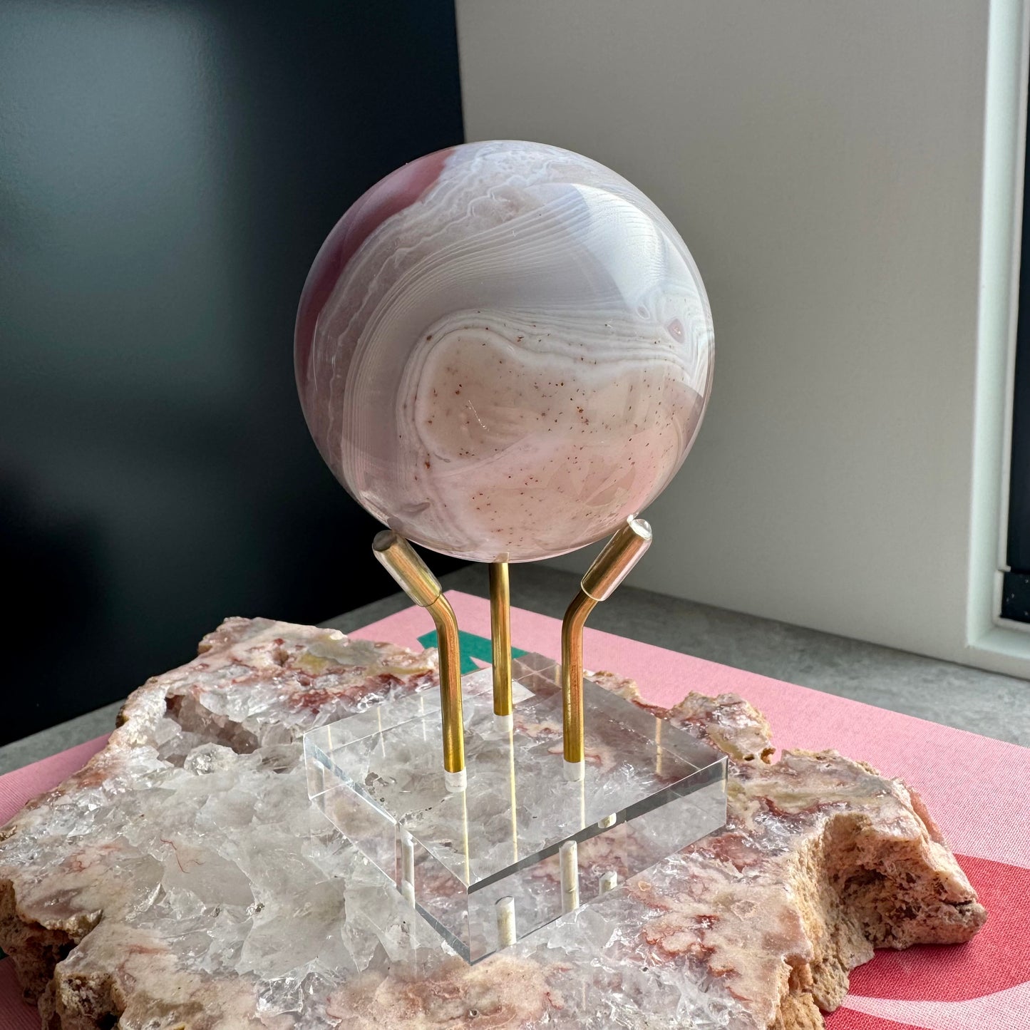 Pink Jelly Agate Sphere No 4