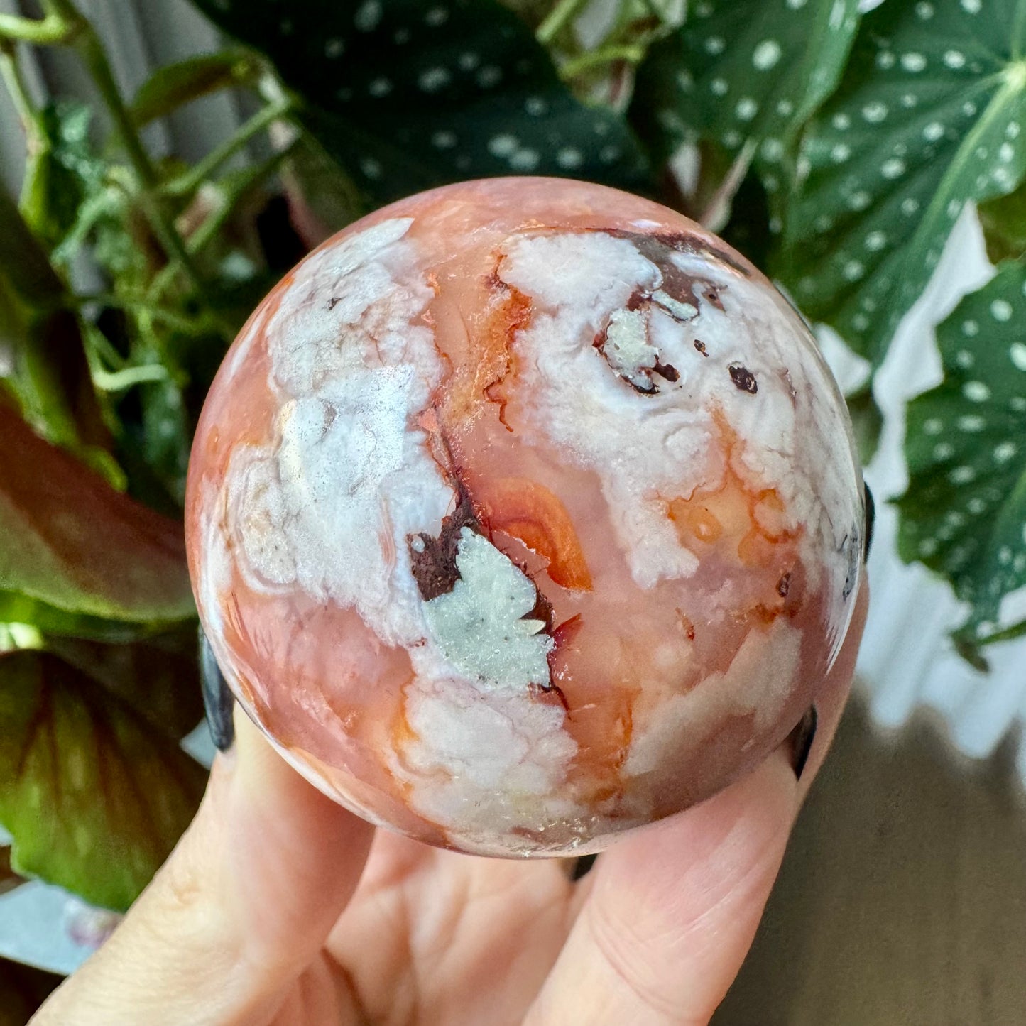 Carnelian with Flower Agate Sphere No 84