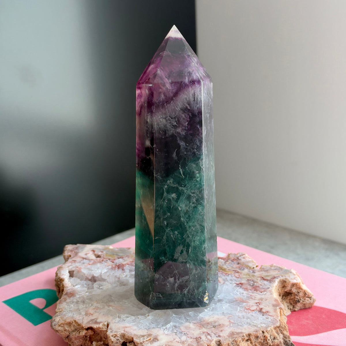 Watermelon Fluorite Tower No 158