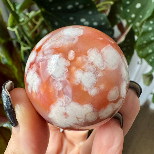 Carnelian with Flower Agate Sphere No 82