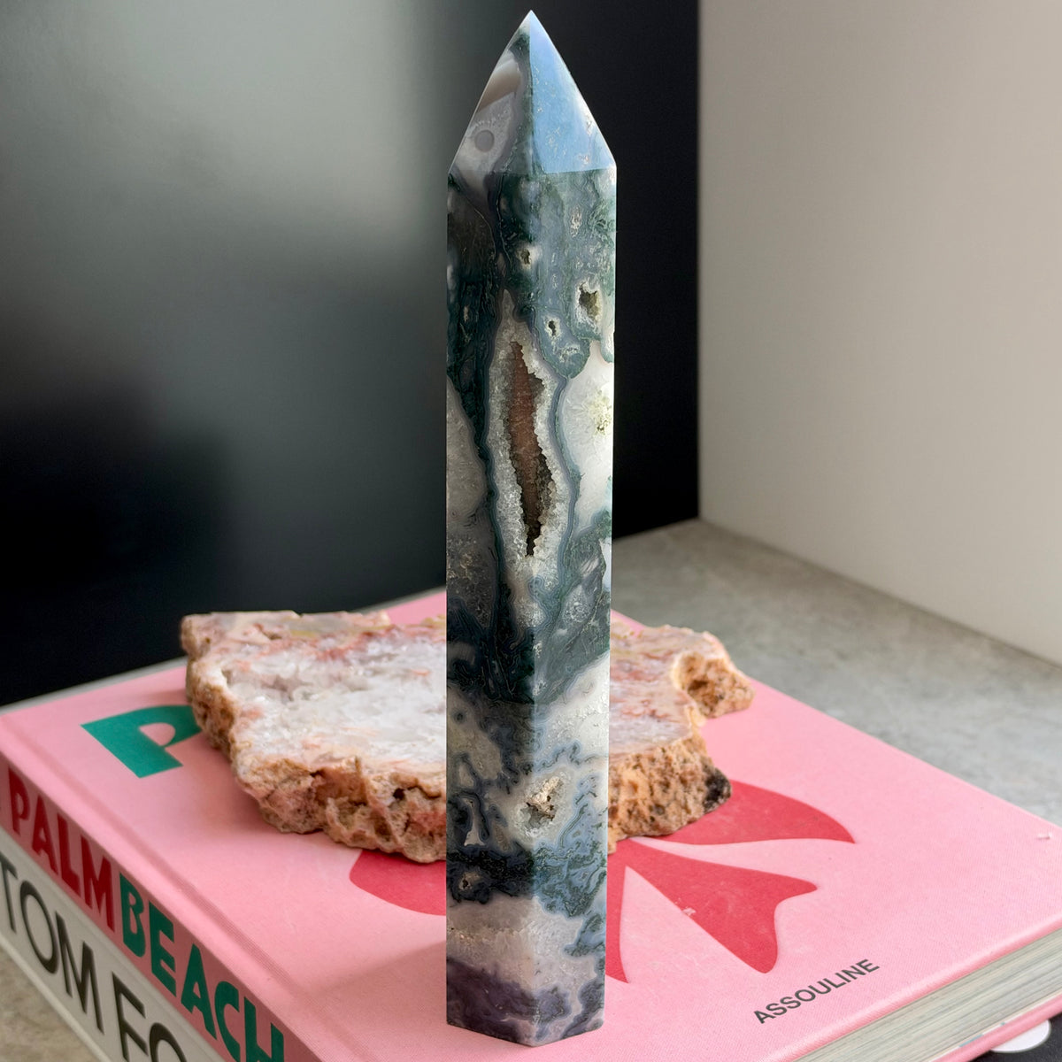 Druzy Moss Agate Tower No 242