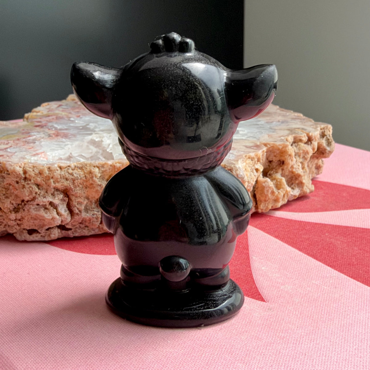 Obsidian Labubu with Stitch Hat