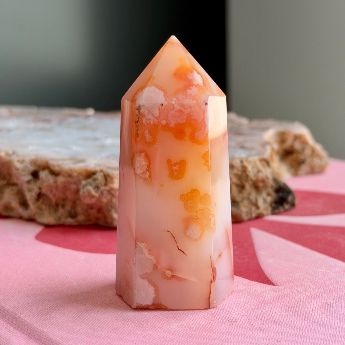Carnelian with Flower Agate Tower No 92