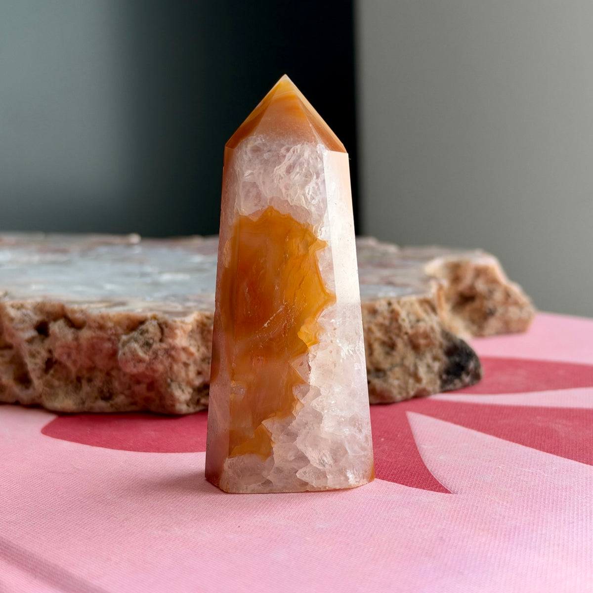 Carnelian Tower with Clear Quartz No 441