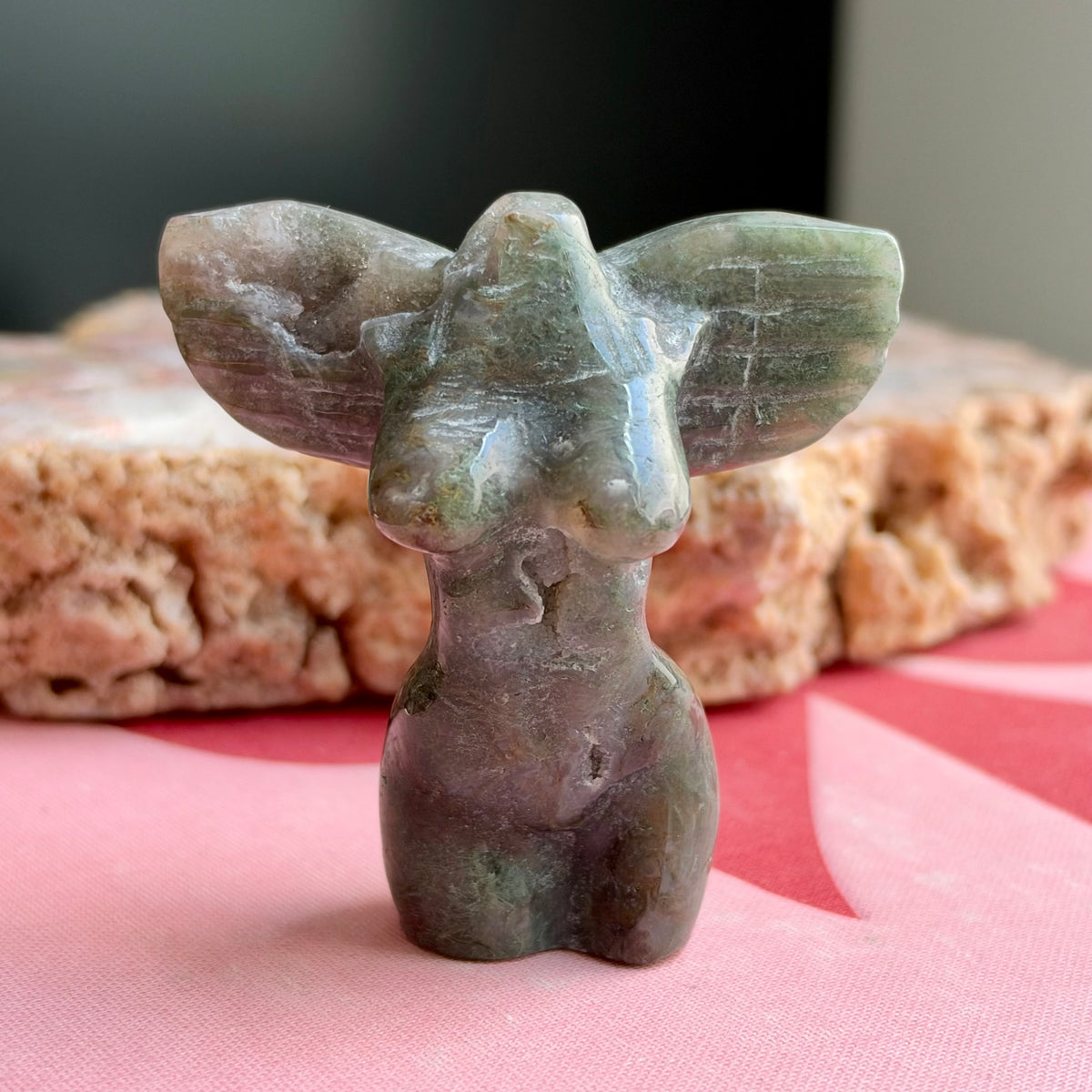 Druzy Mini Moss Agate Goddess Angel No 28