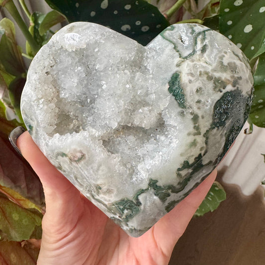 Druzy Moss Agate Heart No 108