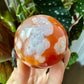 Carnelian with Flower Agate Sphere No 77