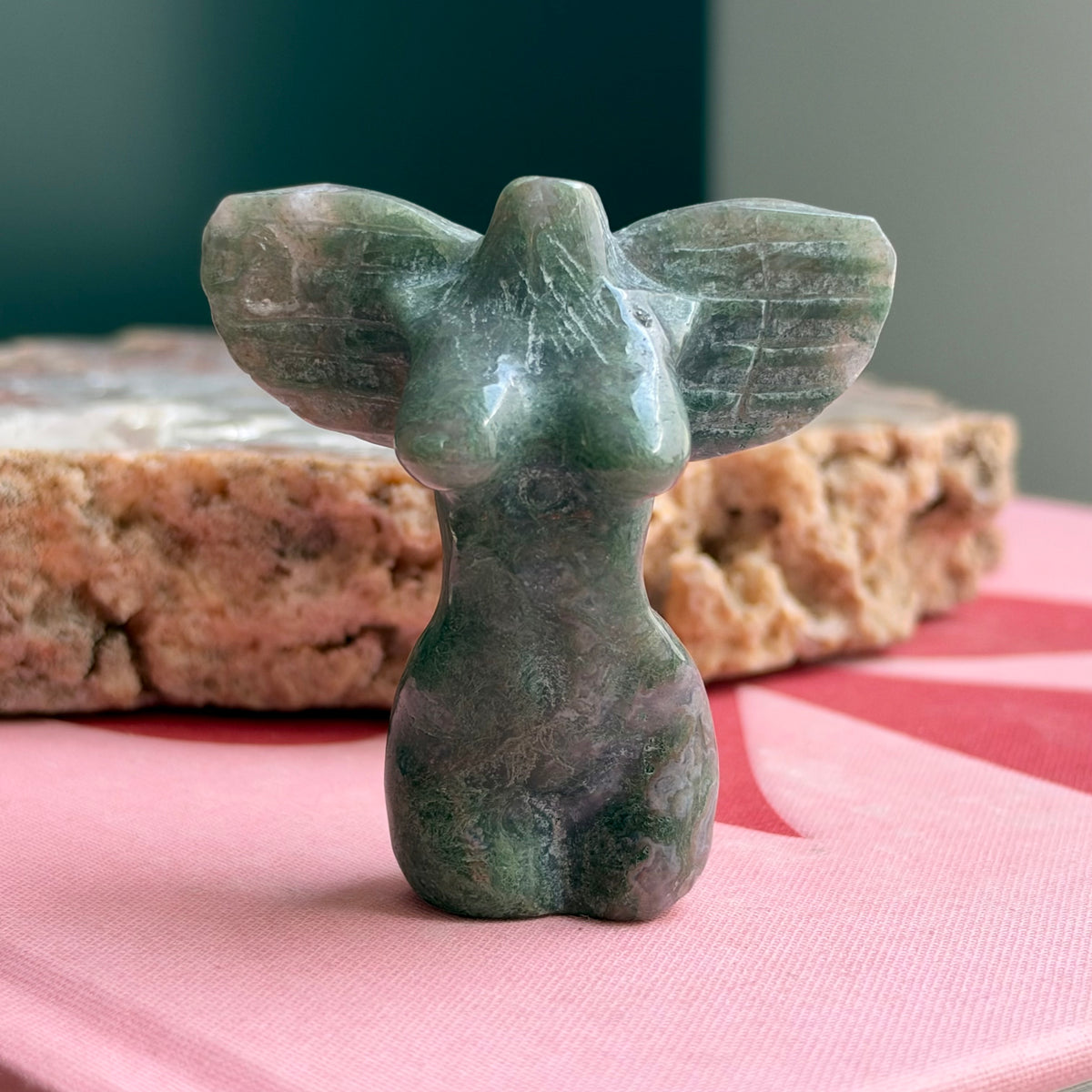 Druzy Mini Moss Agate Goddess Angel No 29
