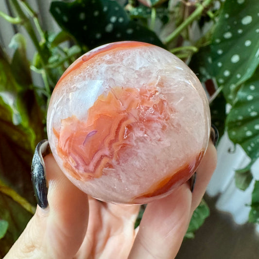 Carnelian with Flower Agate Sphere No 80