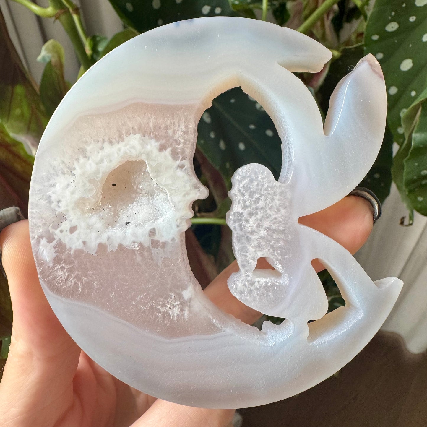 Druzy Agate Moon with Fairy No 141