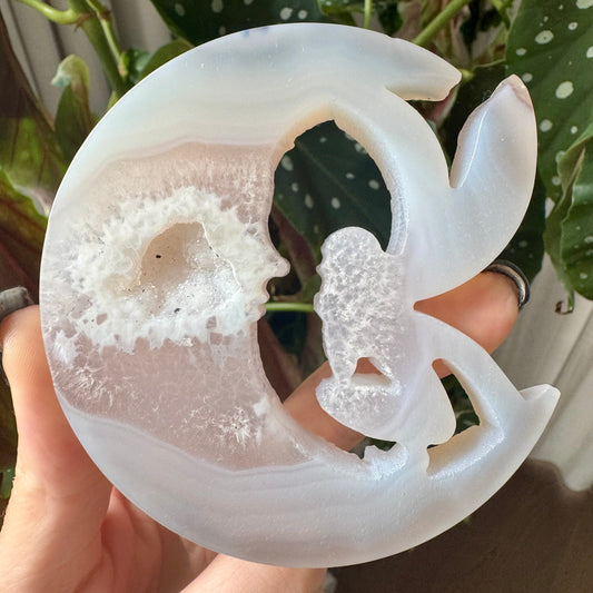 Druzy Agate Moon with Fairy No 141