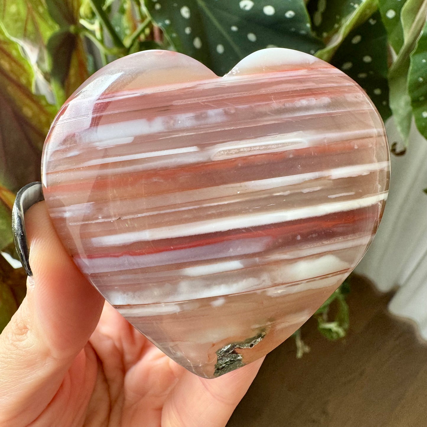 Pink Agate Banded Heart No 52