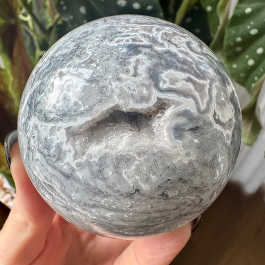 Druzy Icey Blue Moss Agate Sphere No 33