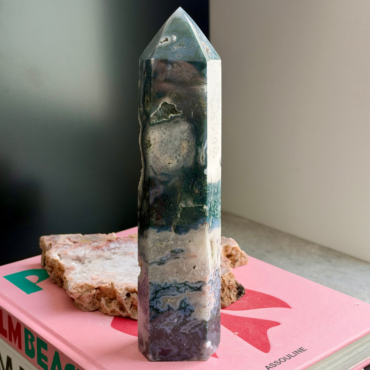 Druzy Moss Agate Tower No 242
