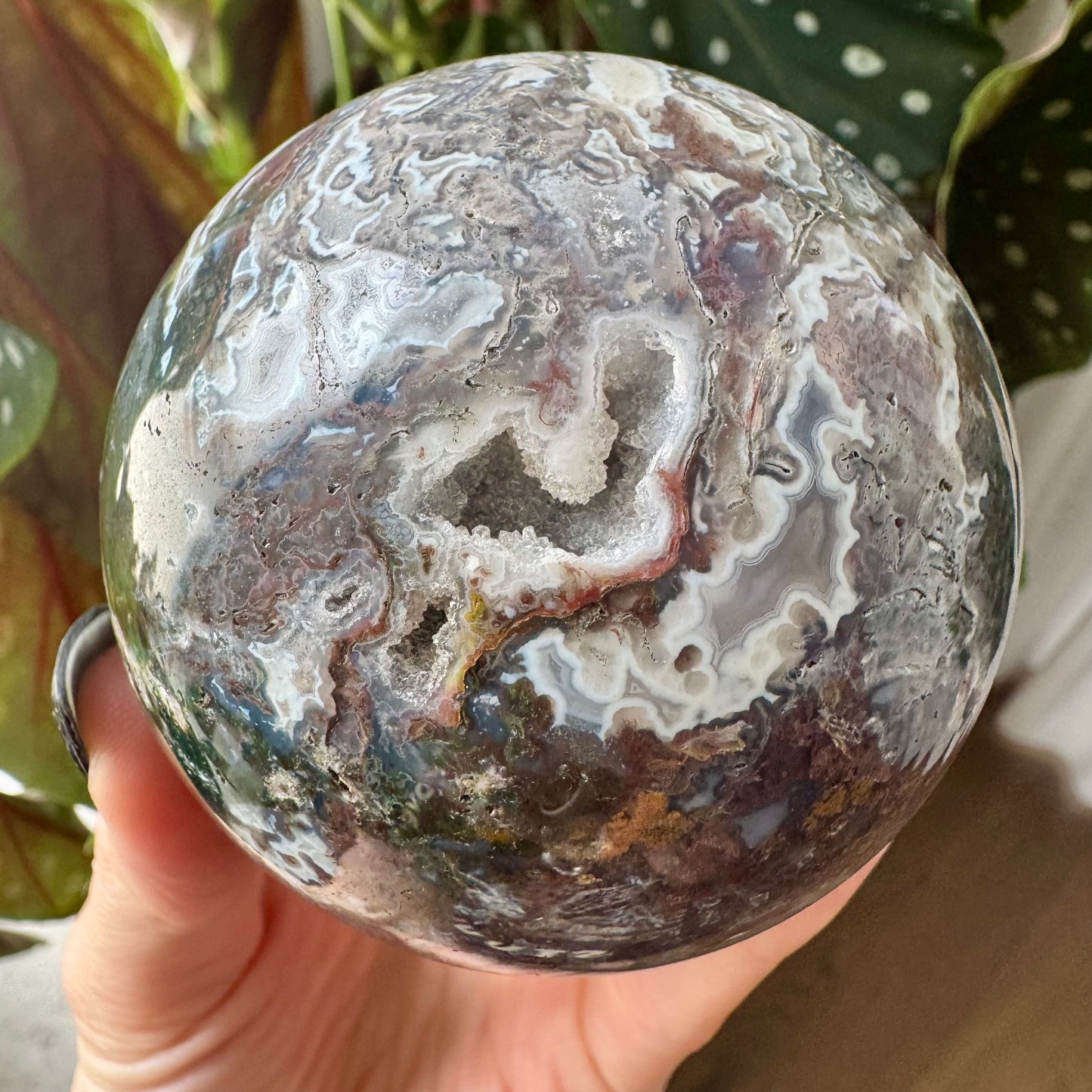 Druzy Purple Moss Agate Sphere No 6