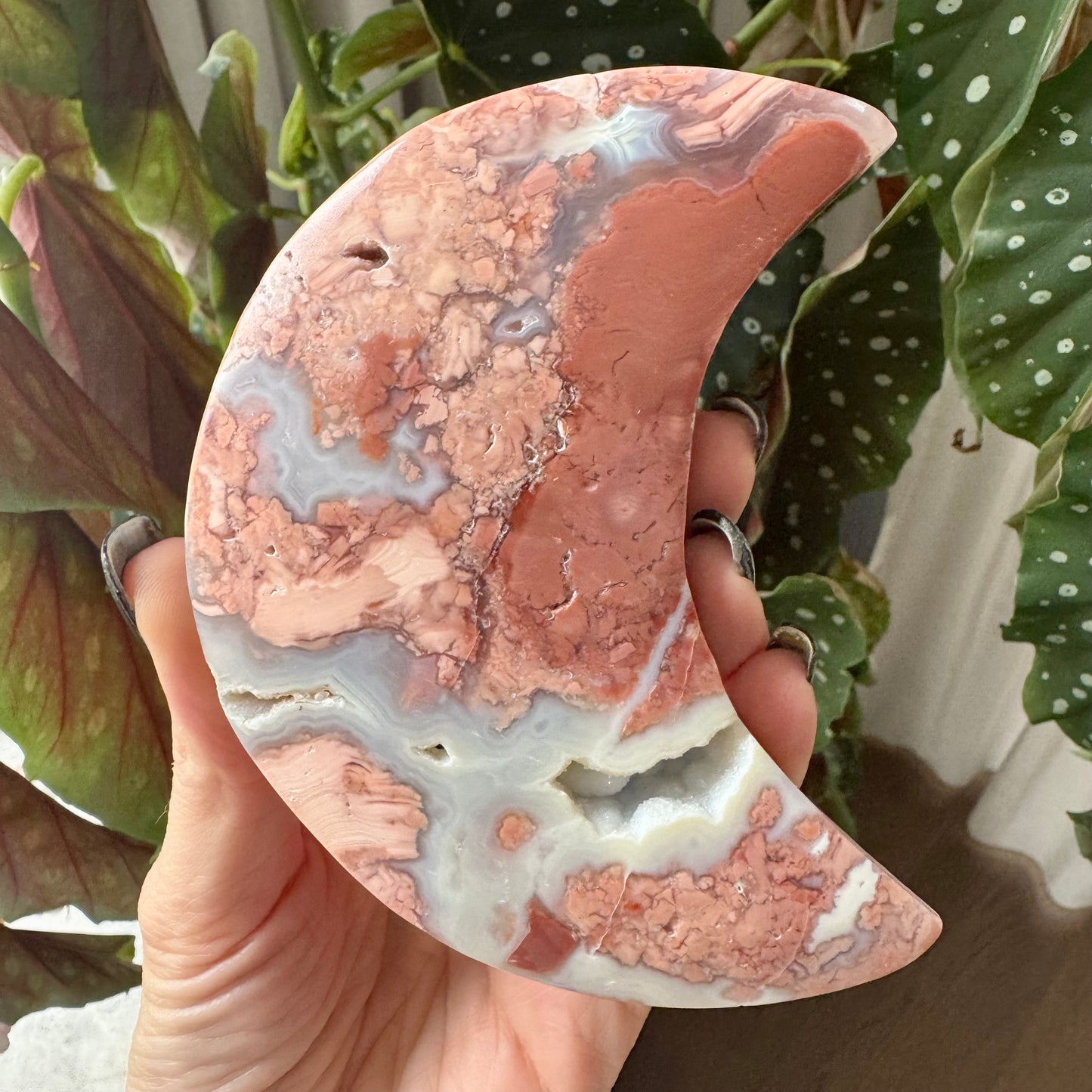 Druzy Pink Agate Moon No 162