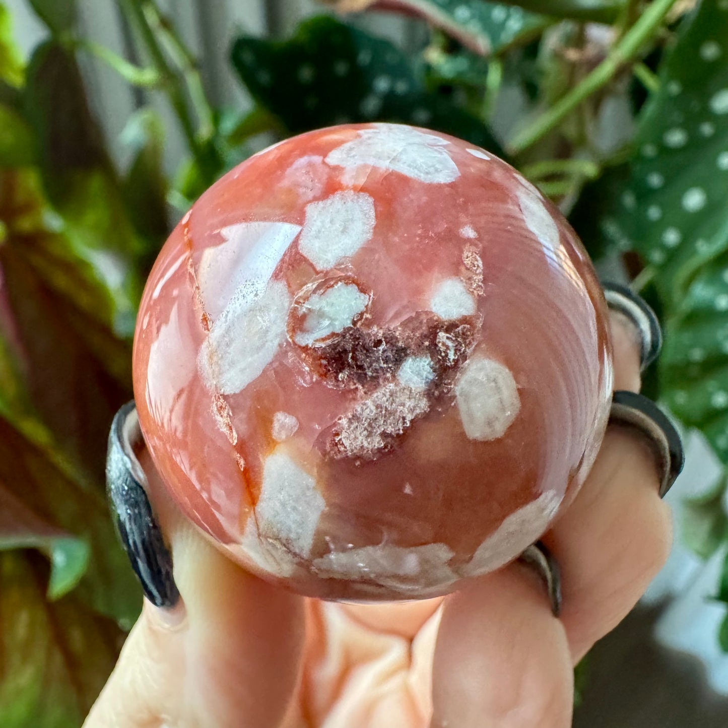 Carnelian with Flower Agate Sphere No 73